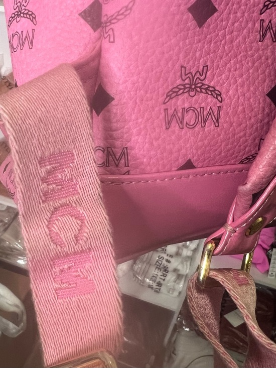 MCM PINK LOGO STUDDED LEATHER BACKPACK main image 5